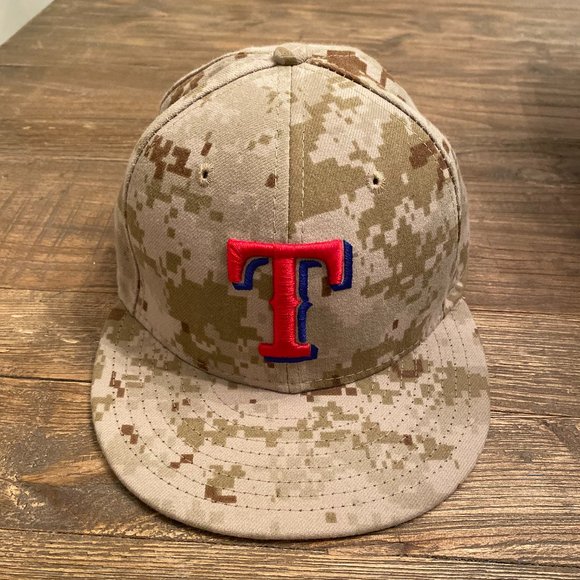 Texas Rangers Baseball New Era 59Fifty Digital Camo Fitted Cap Hat Men's 7 1/8 - Picture 1 of 3